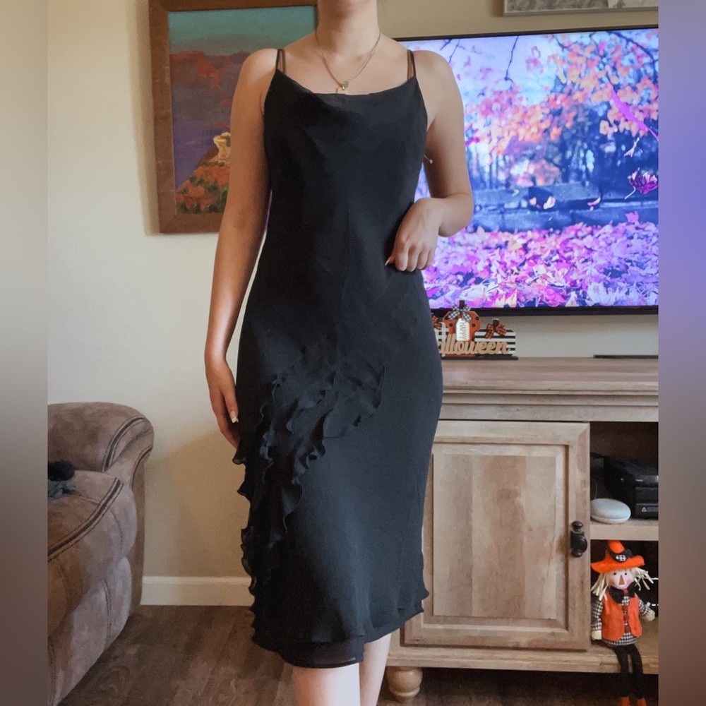 vintage black 100% silk express dress